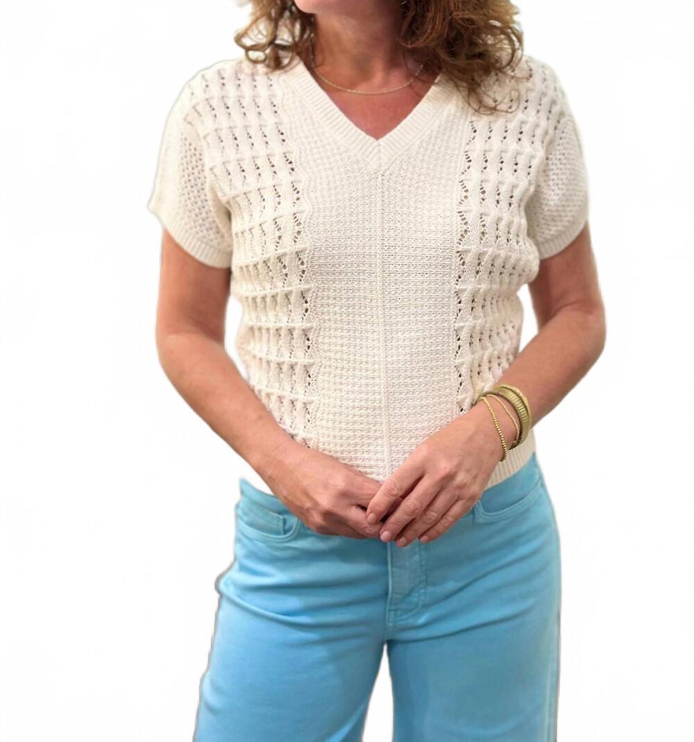 NEW KUT FROM THE KLOTH women's tilda pullover v neck sweater in off white